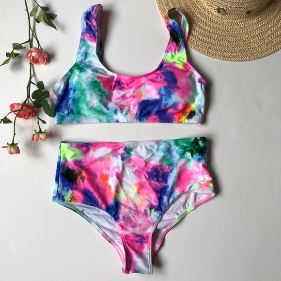 Tie Dye 2 PC Bandage bikini swimsuit Bathing-suit - Picture 6 of 7